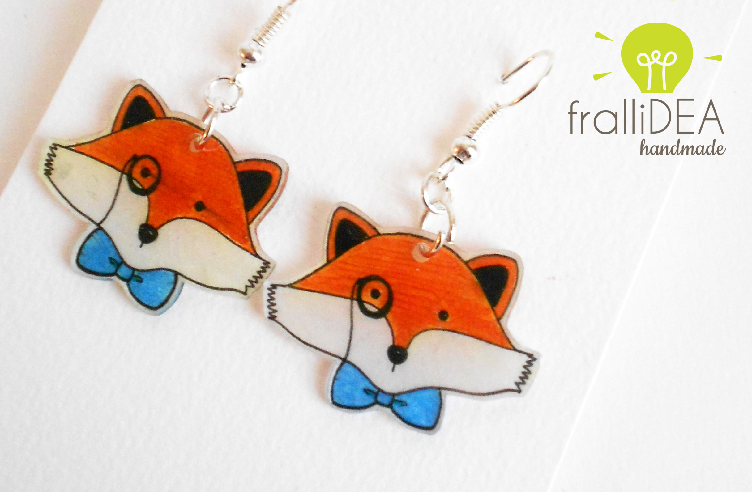CUTENESS collection_illustrated fox with bow tie and monocle earrings